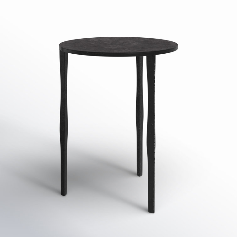 Ebony Black Round Iron Three-Leg Accent Table