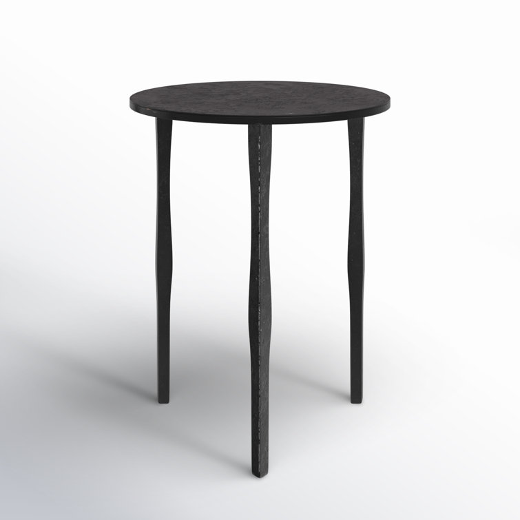 Ebony Black Round Iron Three-Leg Accent Table