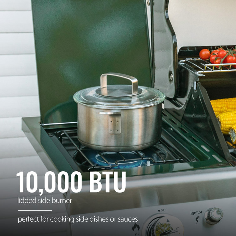 Olive Green Stainless Steel 6-Burner Propane Gas Grill with Side Burner