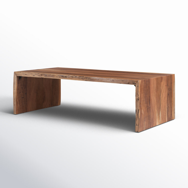 Haworth Minimalist Solid Wood Waterfall Coffee Table - Brown