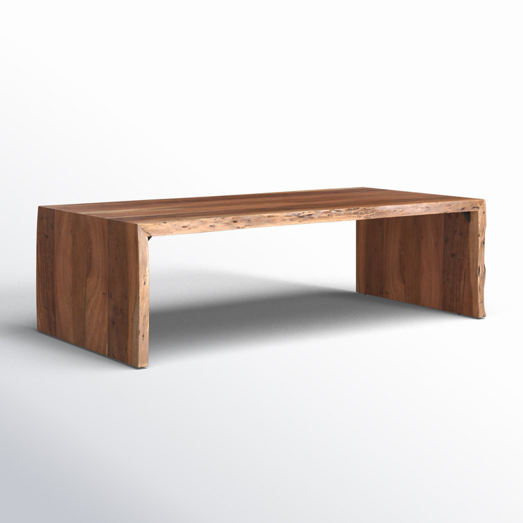 Haworth Minimalist Solid Wood Waterfall Coffee Table - Brown