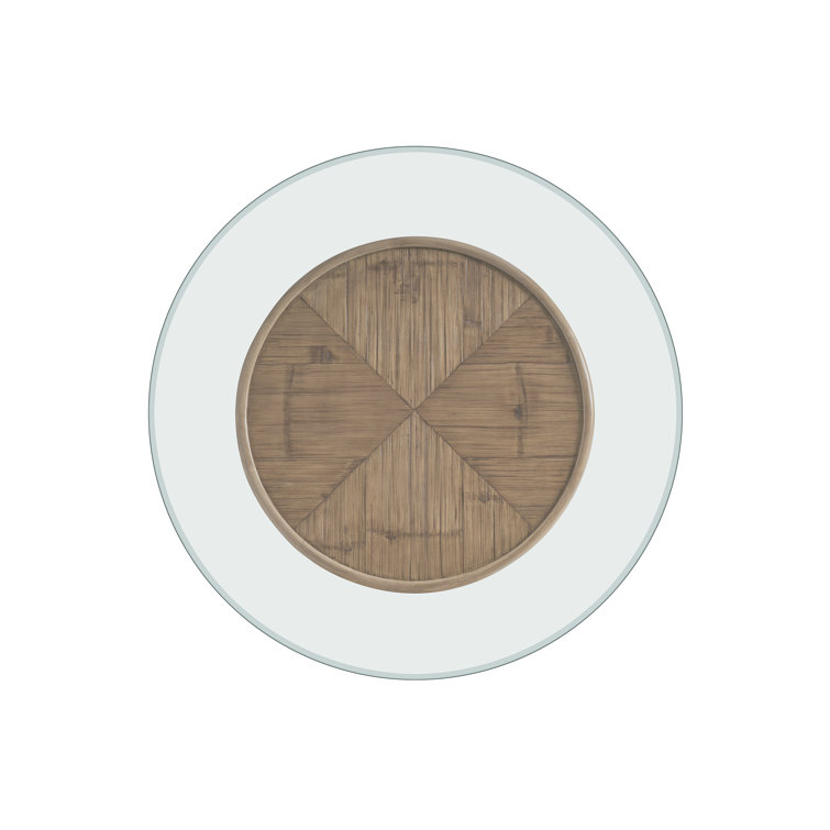 Round Glass Top Dining Table with Bamboo Base