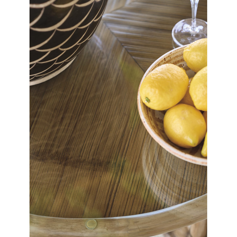 Round Glass Top Dining Table with Bamboo Base