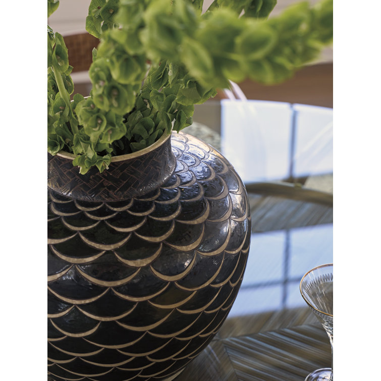 Round Glass Top Dining Table with Bamboo Base