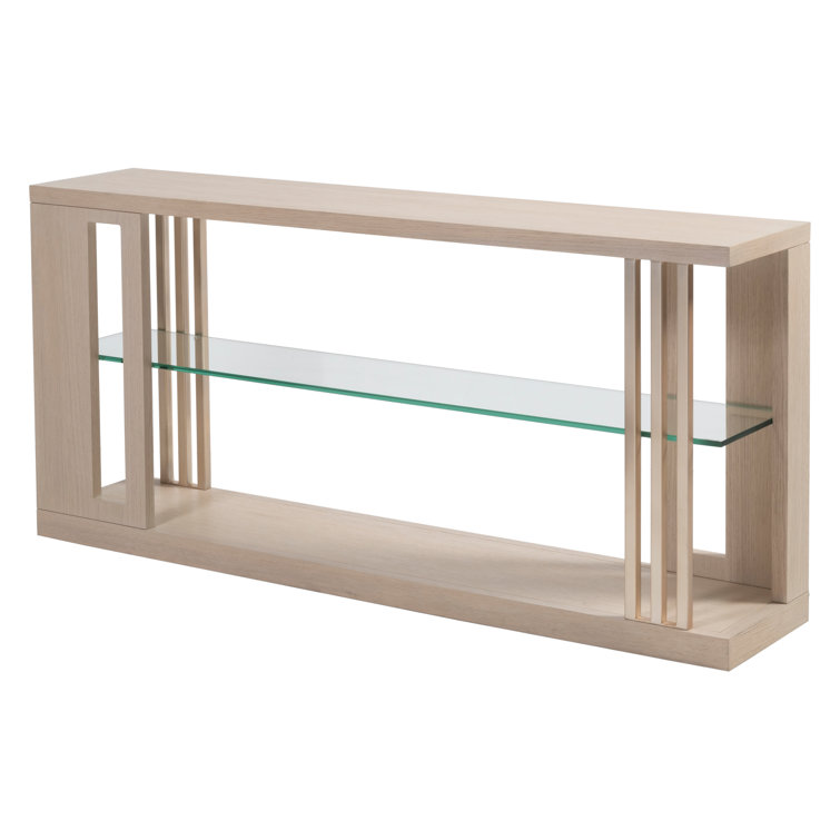 Sandscape White Oak and Glass Sofa Table with Storage