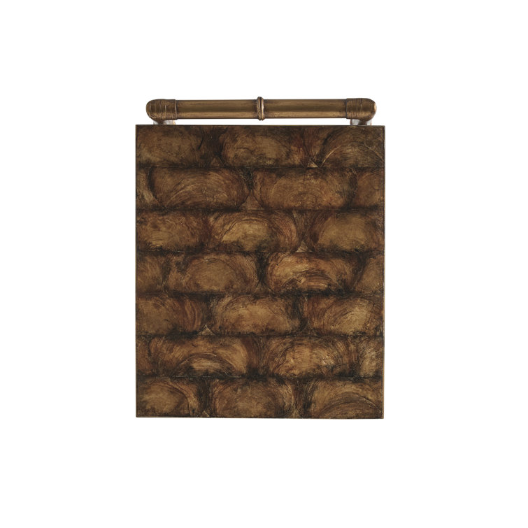 Bronze and Driftwood Coastal Accent Table with Capiz Shell Top