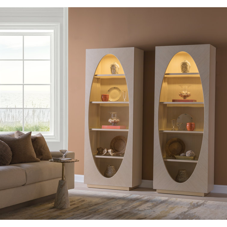 White Oak Adjustable Bookcase with Glass Shelves