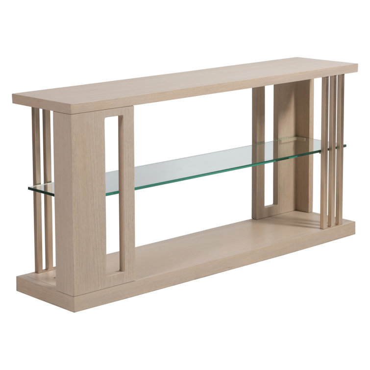 Sandscape White Oak and Glass Sofa Table with Storage