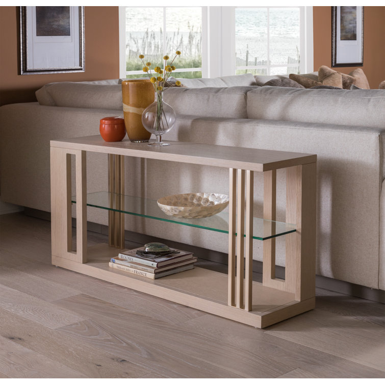 Sandscape White Oak and Glass Sofa Table with Storage
