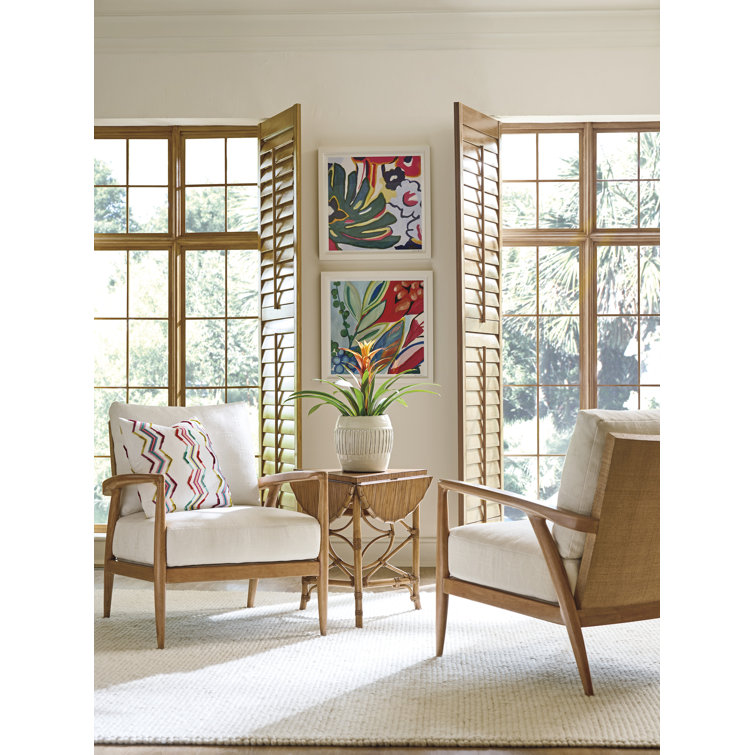 Round Light Brown Bamboo Veneer Drop-Leaf Accent Table
