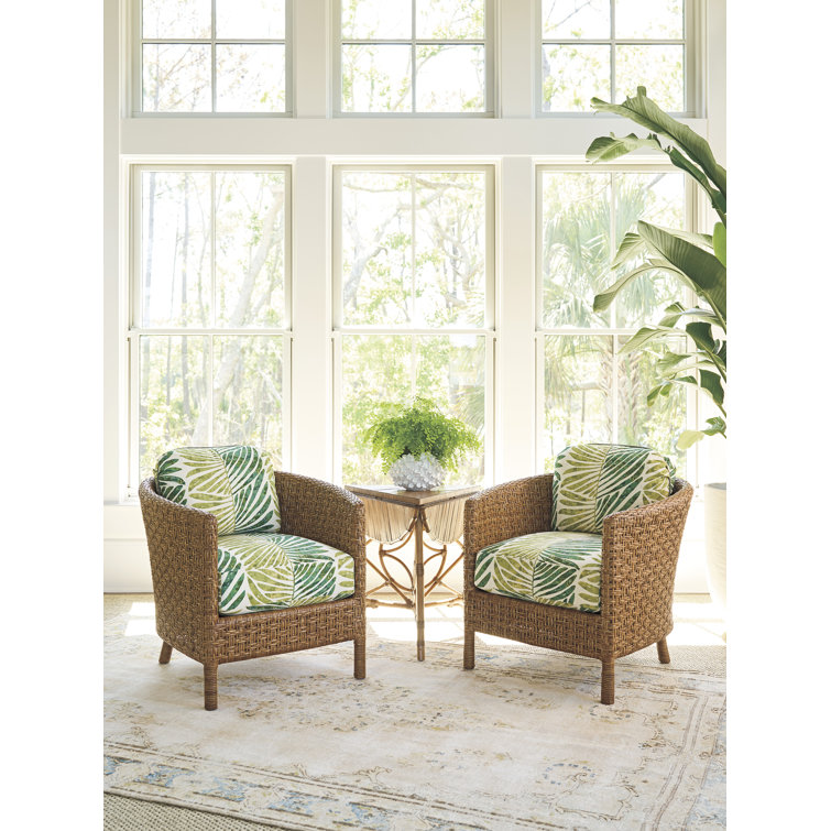 Round Light Brown Bamboo Veneer Drop-Leaf Accent Table