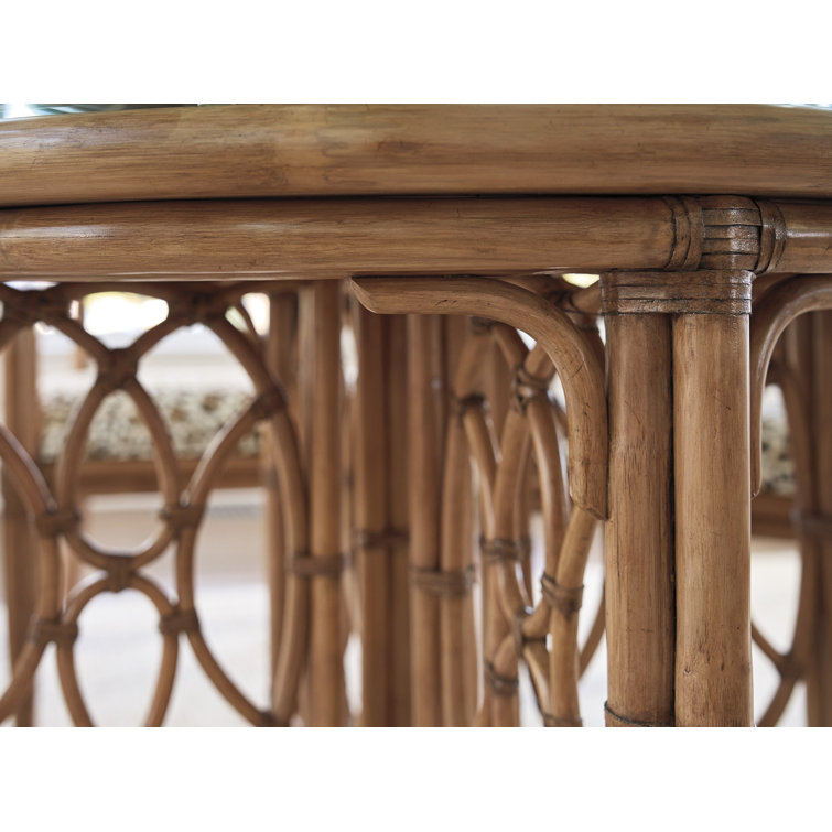 Round Glass Top Dining Table with Bamboo Base
