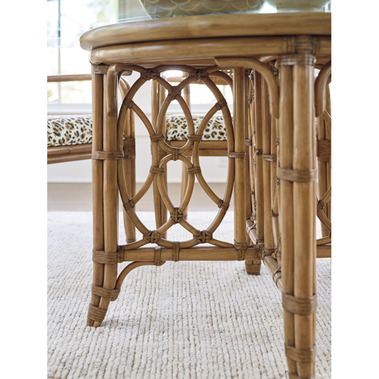Round Glass Top Dining Table with Bamboo Base