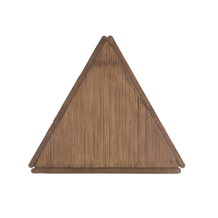 Round Light Brown Bamboo Veneer Drop-Leaf Accent Table