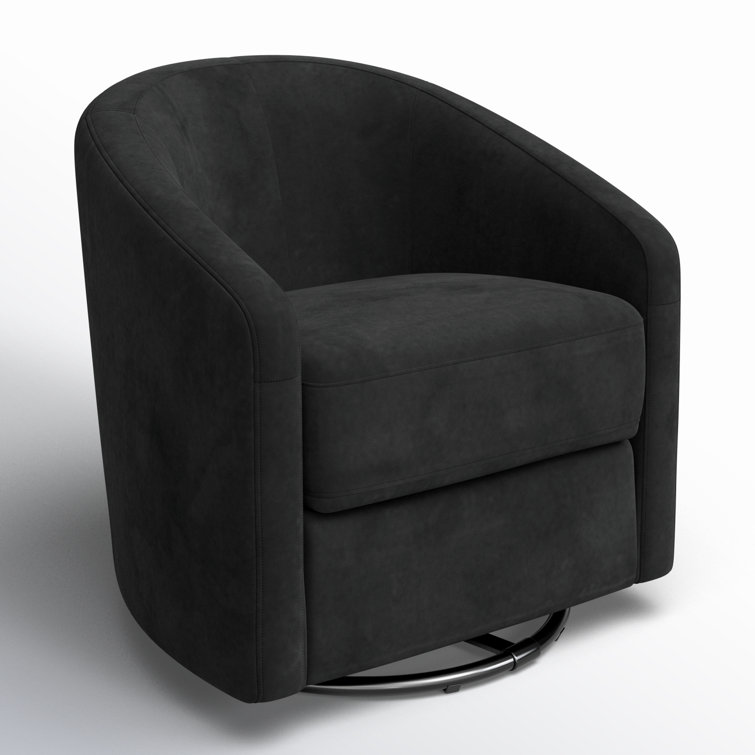 Luxurious Black Velvet Handcrafted Swivel Glider Chair