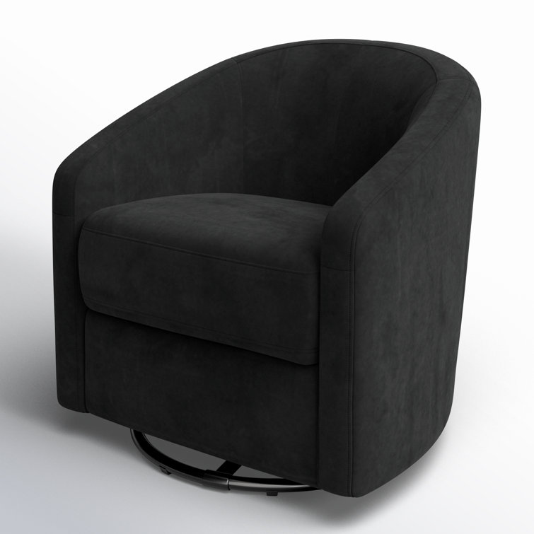 Luxurious Black Velvet Handcrafted Swivel Glider Chair