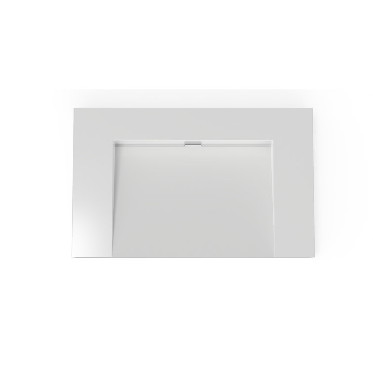 Gloss White Polymarble Rectangular Wall Mount Bathroom Sink