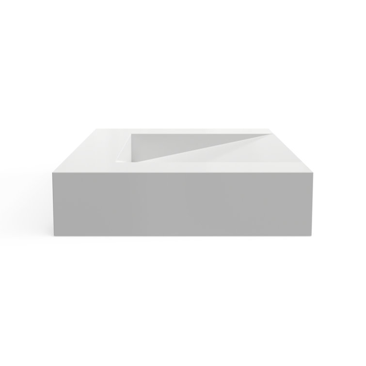 Gloss White Polymarble Rectangular Wall Mount Bathroom Sink