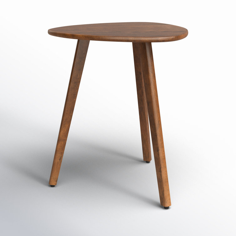 Walnut Triangular Solid Wood 3-Leg End Table