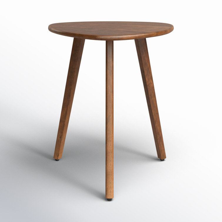 Walnut Triangular Solid Wood 3-Leg End Table