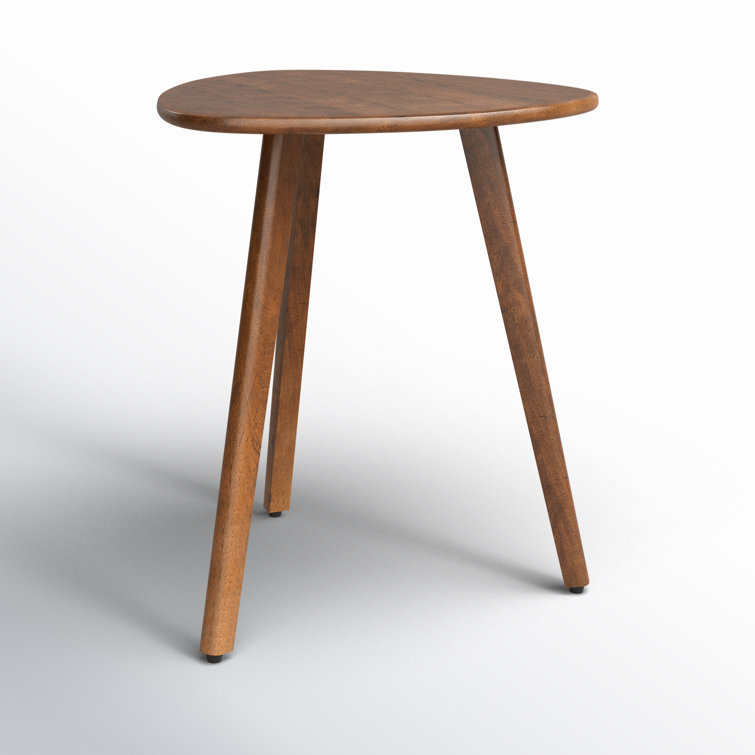 Walnut Triangular Solid Wood 3-Leg End Table