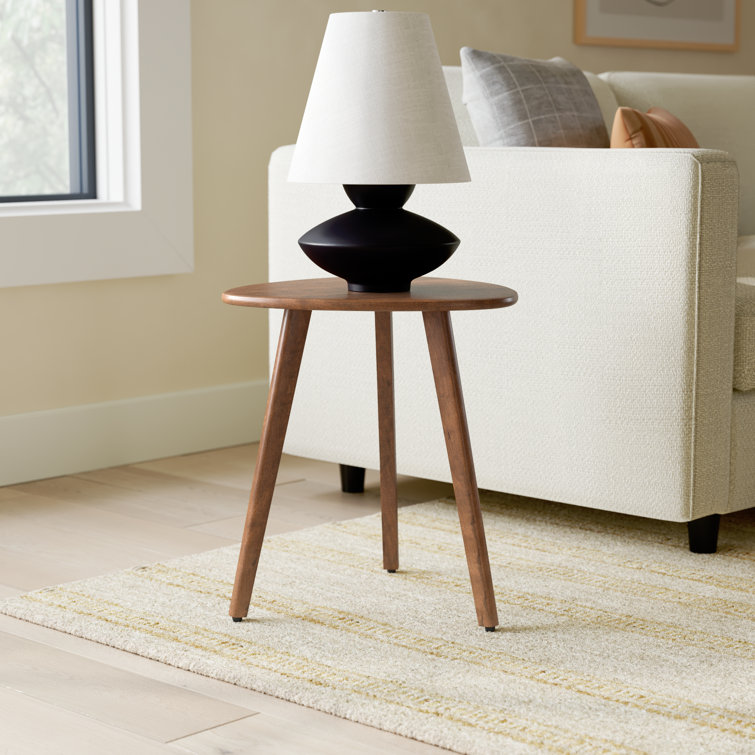 Walnut Triangular Solid Wood 3-Leg End Table