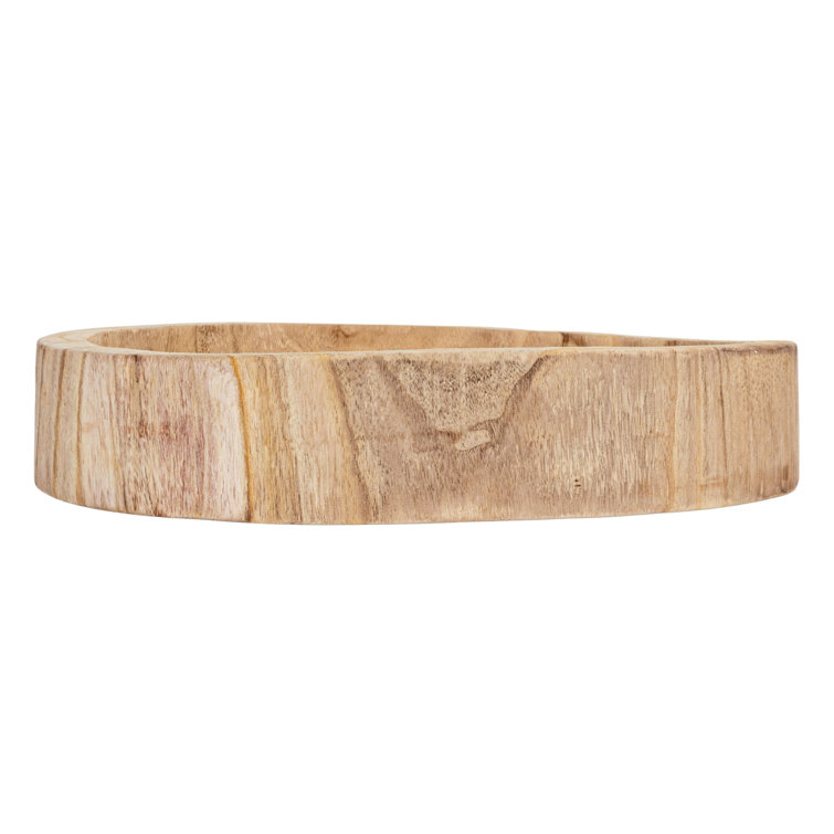 Cassidy Round Natural Wood Ottoman Tray