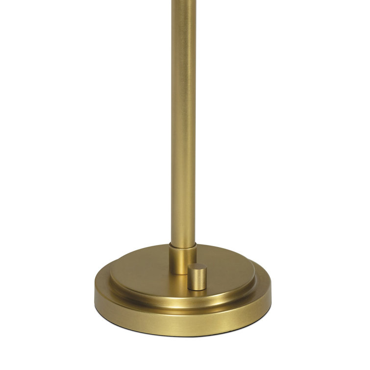 Natural Brass Buffet Lamp with White Linen Shade