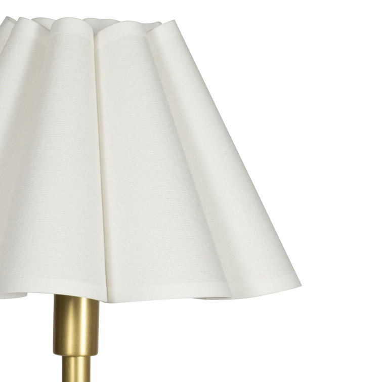 Natural Brass Buffet Lamp with White Linen Shade