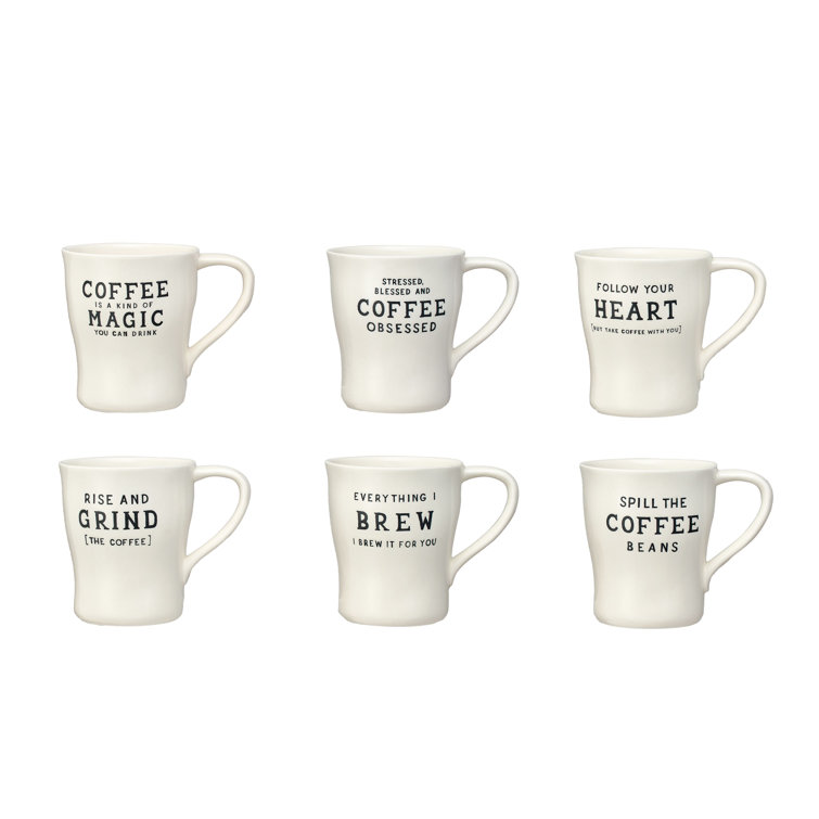 Inspirational White Ceramic Beverage Mug Set, 12 oz