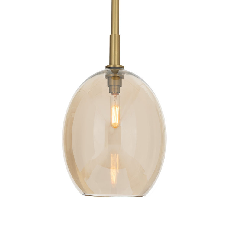 Natural Brass and Champagne Glass Globe Pendant Light