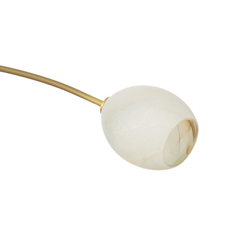 Natural Brass Double Pendant Light with Alabaster Glass Shades