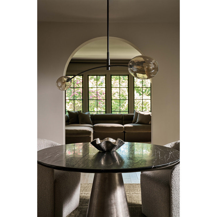 Natural Brass Double Pendant Light with Alabaster Glass Shades