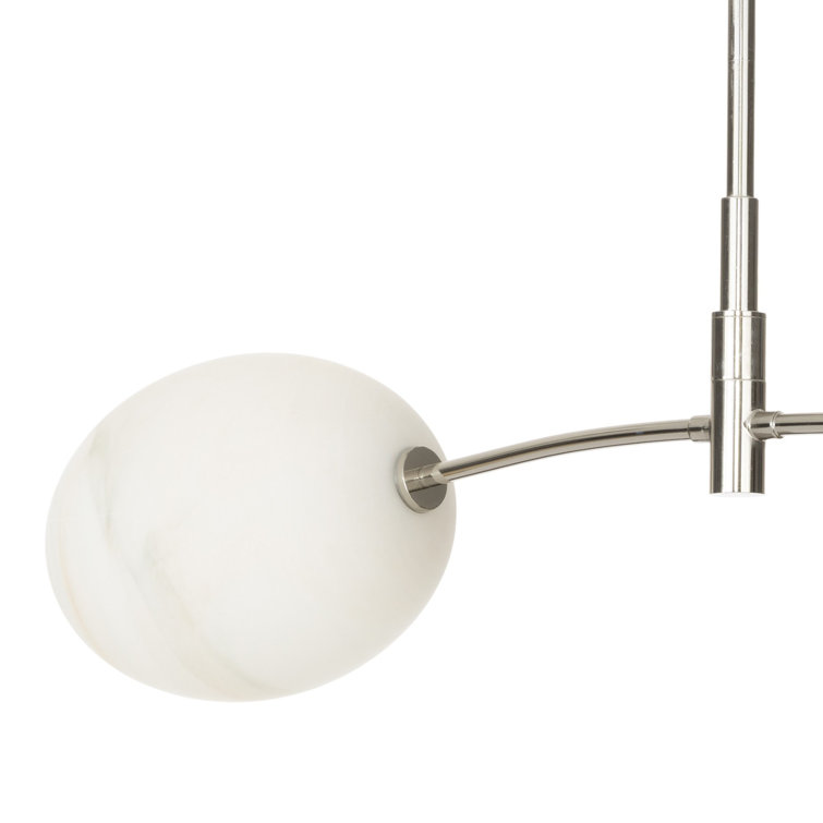 Polished Nickel Double Pendant with Alabaster Glass Shades