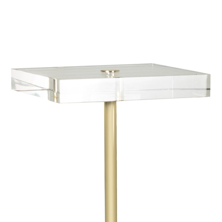 Gold and Crystal Square Accent Table with Floral Base