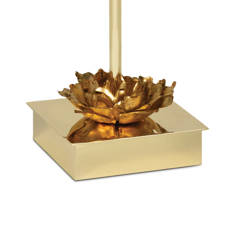 Gold and Crystal Square Accent Table with Floral Base