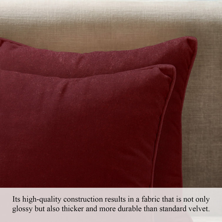 Wine Red 20" x 20" Velvet Throw Pillow Covers Set