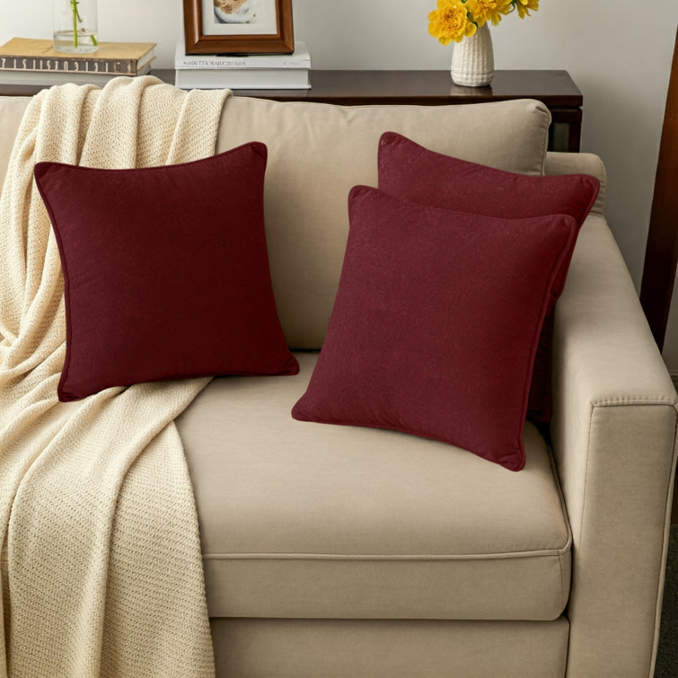 Wine Red 20" x 20" Velvet Throw Pillow Covers Set