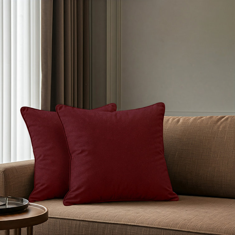Wine Red 20" x 20" Velvet Throw Pillow Covers Set