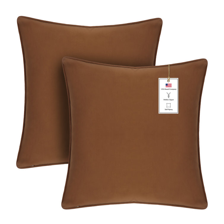 Cocoa Velvet 22" x 22" Pillow Cover Set