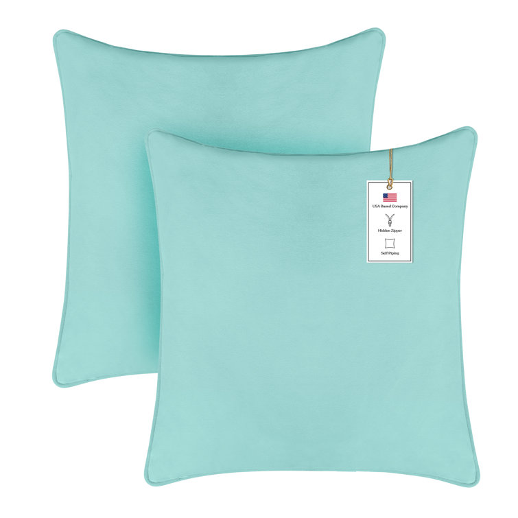 Aqua Blue 20" x 20" Velvet Throw Pillow Covers Set