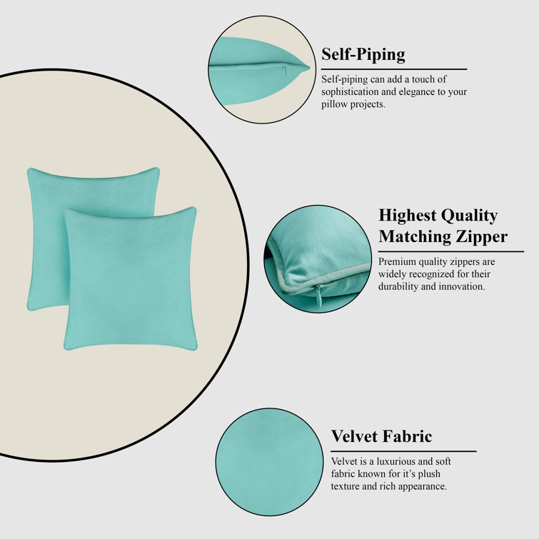 Aqua Blue 20" x 20" Velvet Throw Pillow Covers Set