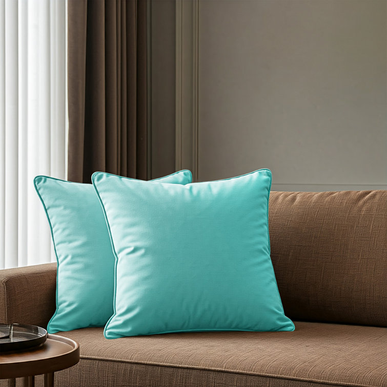 Aqua Blue 20" x 20" Velvet Throw Pillow Covers Set