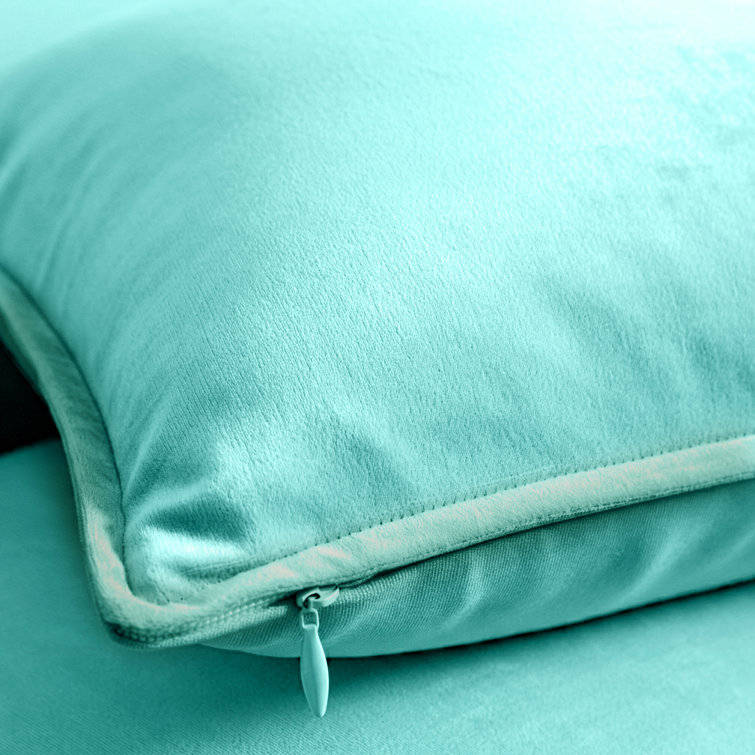 Aqua Blue 20" x 20" Velvet Throw Pillow Covers Set