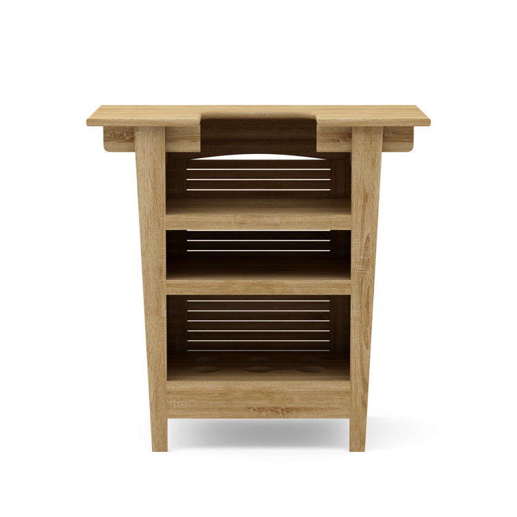 Montego Natural Teak Outdoor Bar Table with Shelves