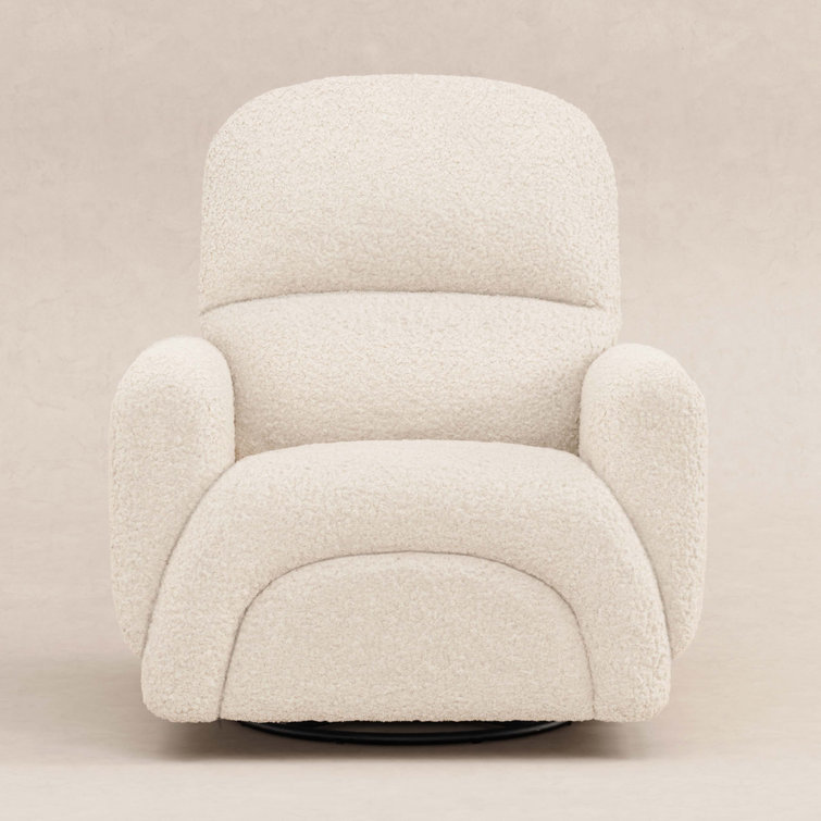 Almond Teddy Loop Swivel Recliner with Metal Frame