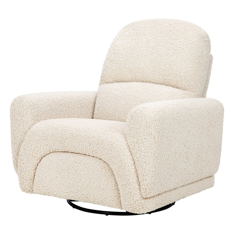 Almond Teddy Loop Swivel Recliner with Metal Frame