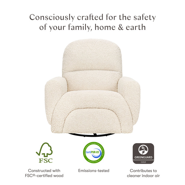 Almond Teddy Loop Swivel Recliner with Metal Frame