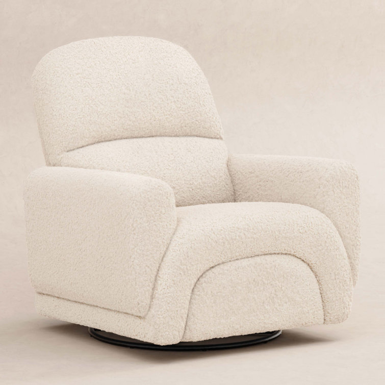Almond Teddy Loop Swivel Recliner with Metal Frame