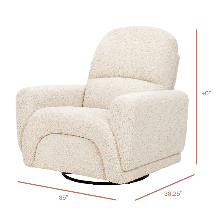 Almond Teddy Loop Swivel Recliner with Metal Frame
